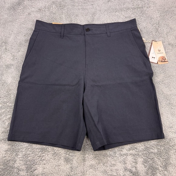 Panama Jacks Hybrid Chino Shorts Men 36 Blue Wicking Stretch 9" Inseam NWT - Picture 1 of 10